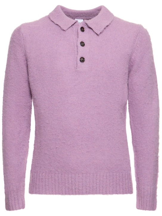 Brushed shetland wool knit l/s polo - Aspesi - Men | Luisaviaroma