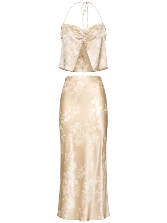Reformation: Haut en satin de soie et jupe midi Beba - Beige - women_0 | Luisa Via Roma
