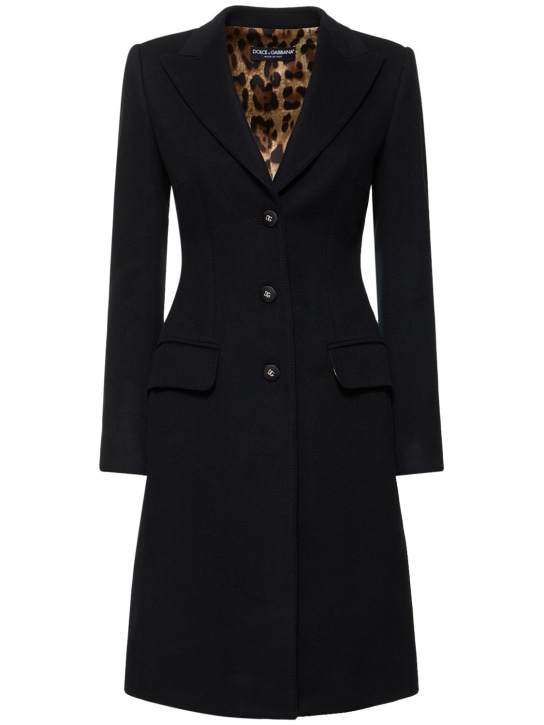 Dolce&Gabbana: 羊毛&羊绒中长大衣 - 黑色 - women_0 | Luisa Via Roma