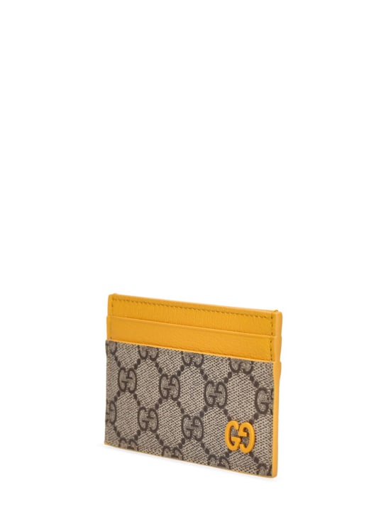 Gucci: GG Supreme card case - Beige/Yellow - men_1 | Luisa Via Roma