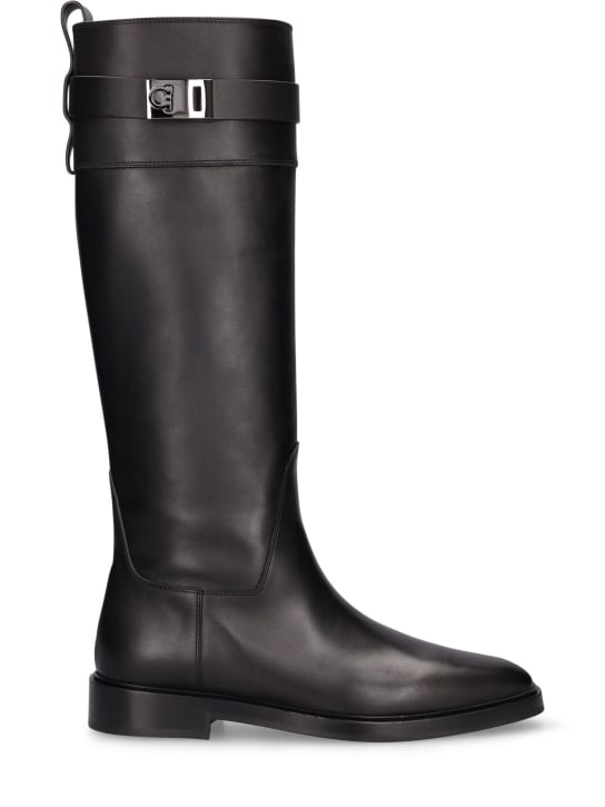 20mm bugo brushed leather tall boots - Ferragamo - Women | Luisaviaroma