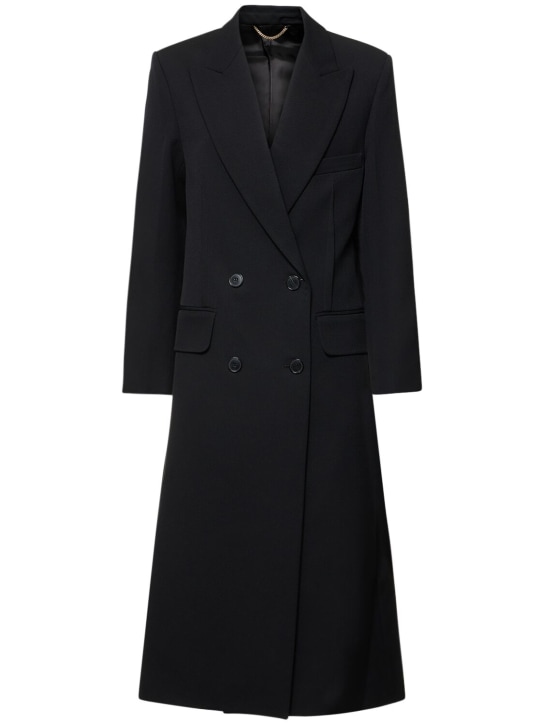 Victoria Beckham: Tailored wool blend long coat - Siyah - women_0 | Luisa Via Roma
