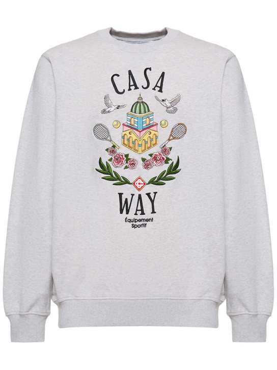 Casablanca: Casa Way organic cotton sweatshirt - Açık Gri - men_0 | Luisa Via Roma