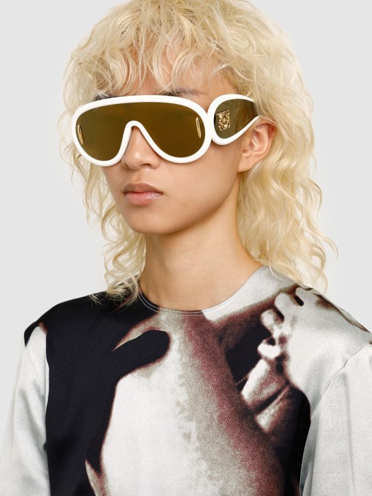 Loewe: Paula's Ibiza mask sunglasses - Ivory/Brown - women_1 | Luisa Via Roma