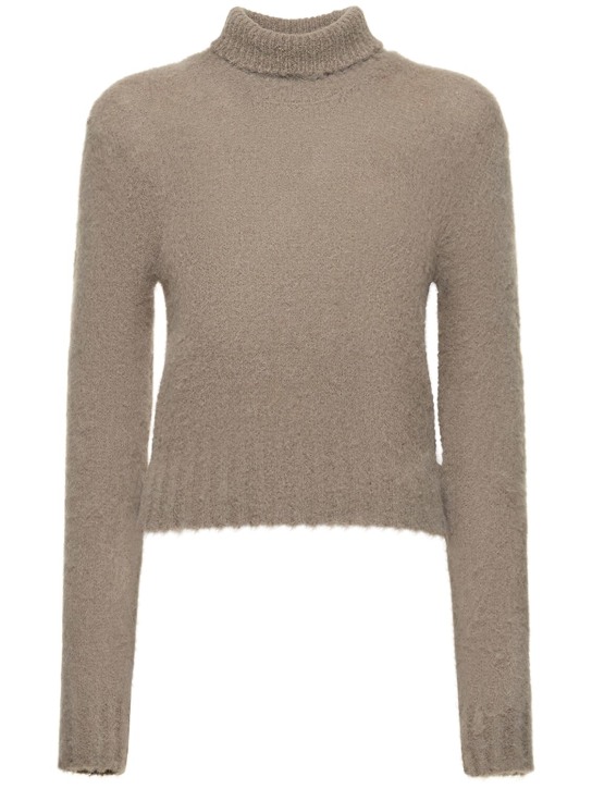 AMI Paris: Brushed alpaca blend turtleneck sweater - Gri - women_0 | Luisa Via Roma