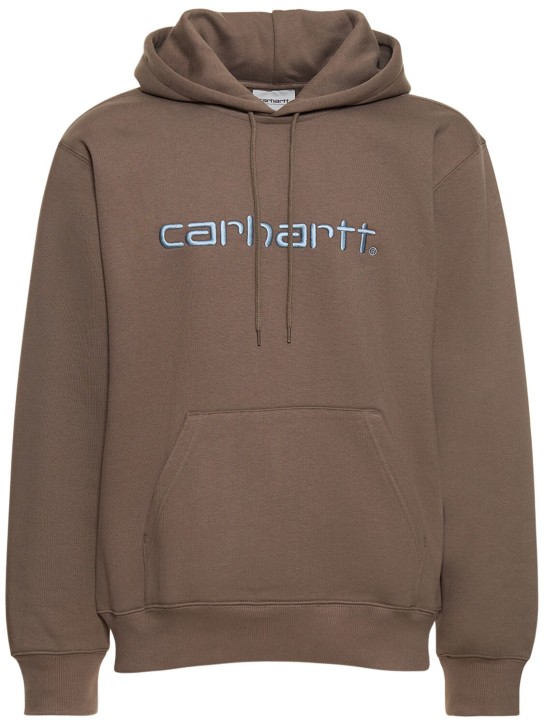 Carhartt WIP: Logo embroidered cotton blend hoodie - men_0 | Luisa Via Roma