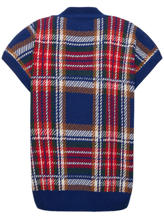 Made In Tomboy: Gilette check wool short-sleeve sweater - Multicolor - women_0 | Luisa Via Roma