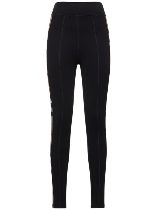 Burberry: Madden Check side print leggings - Schwarz - women_0 | Luisa Via Roma