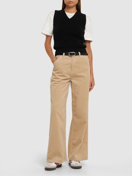Carhartt WIP: Pantalones de pana de algodón - Beige - women_1 | Luisa Via Roma