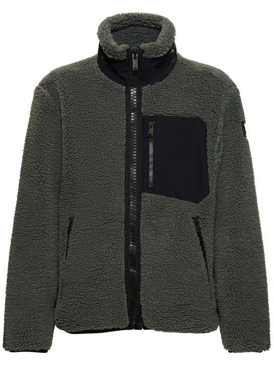 Moose Knuckles: Saglek zip-up sweatshirt - Khaki/Black - men_0 | Luisa Via Roma