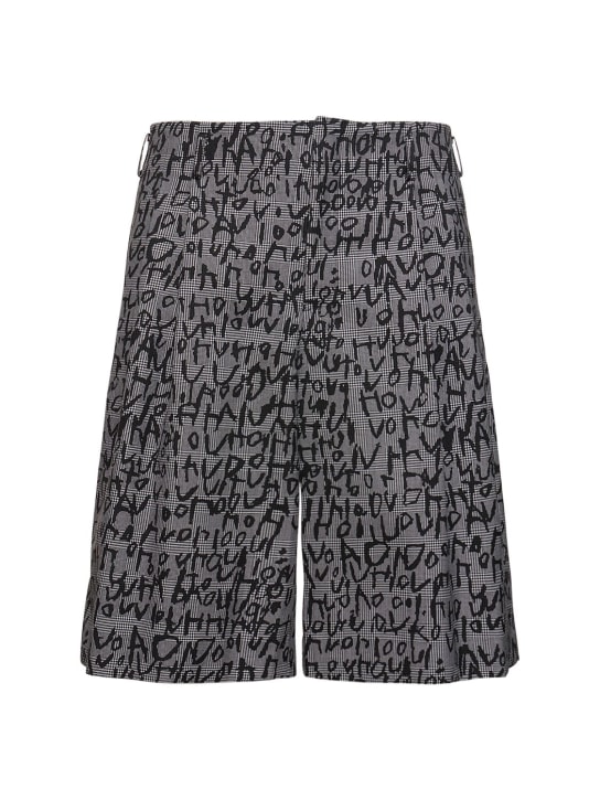Comme des Garçons Homme Plus: Pigment print wool blend shorts - Black - men_0 | Luisa Via Roma
