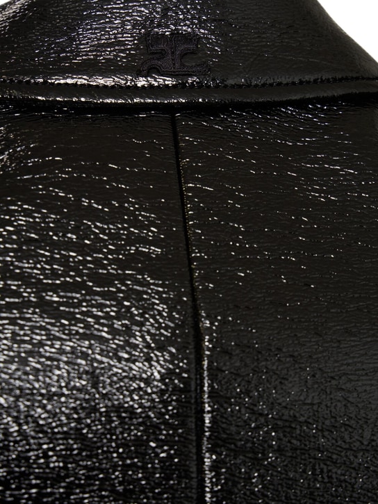 Courreges: Blazer en coton enduit à logo brodé - Noir - men_1 | Luisa Via Roma