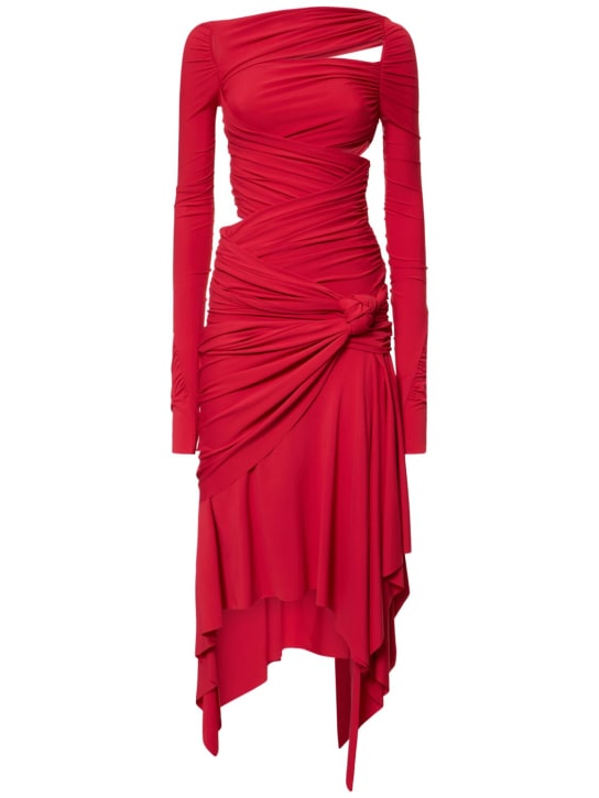 The Attico: Ruched stretch jersey long sleeve dress - women_0 | Luisa Via Roma