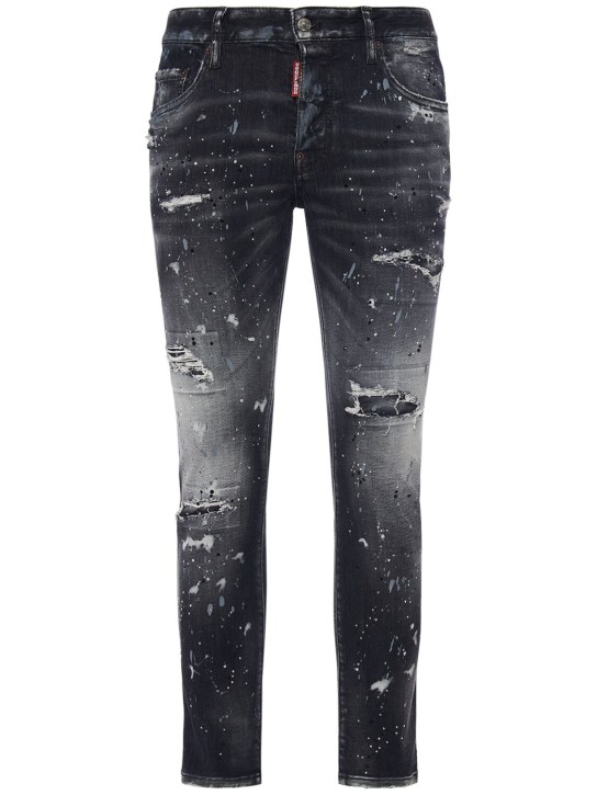 Dsquared2: Super Twinky fit cotton denim jeans - Black - men_0 | Luisa Via Roma