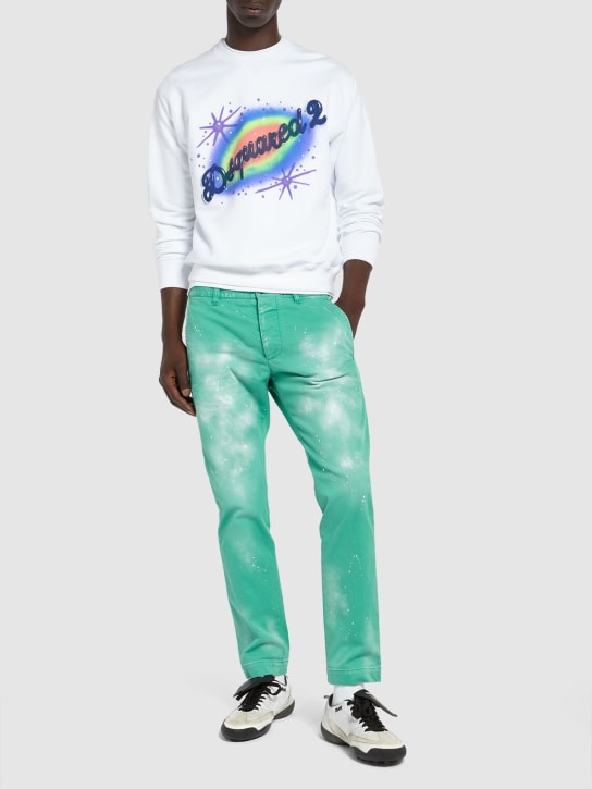 Dsquared2: Cool Guy stretch cotton drill pants - Blue Grass - men_1 | Luisa Via Roma
