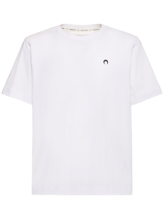 Marine Serre: Moon embroidery organic cotton t-shirt - White - men_0 | Luisa Via Roma