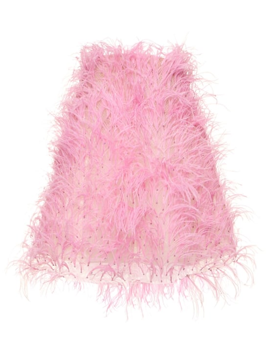 Oscar De La Renta: Strapless tulle & feather mini dress - Pink - women_0 | Luisa Via Roma