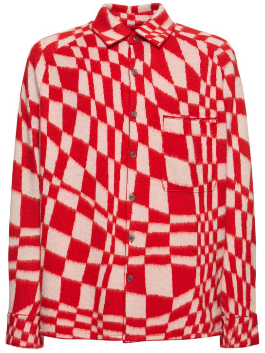 Zegna X The Elder Statesman: Brushed cashmere & silk shirt - Red/White - men_0 | Luisa Via Roma