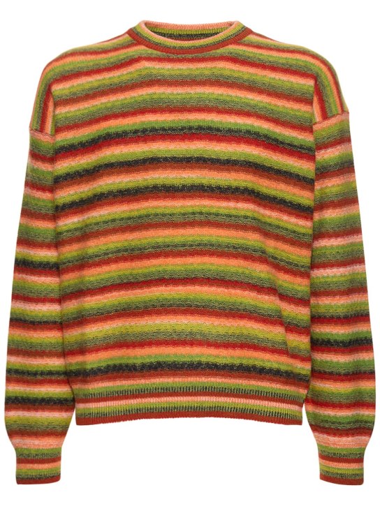 Zegna X The Elder Statesman: Striped cashmere & wool crewneck sweater - Green/Red - men_0 | Luisa Via Roma