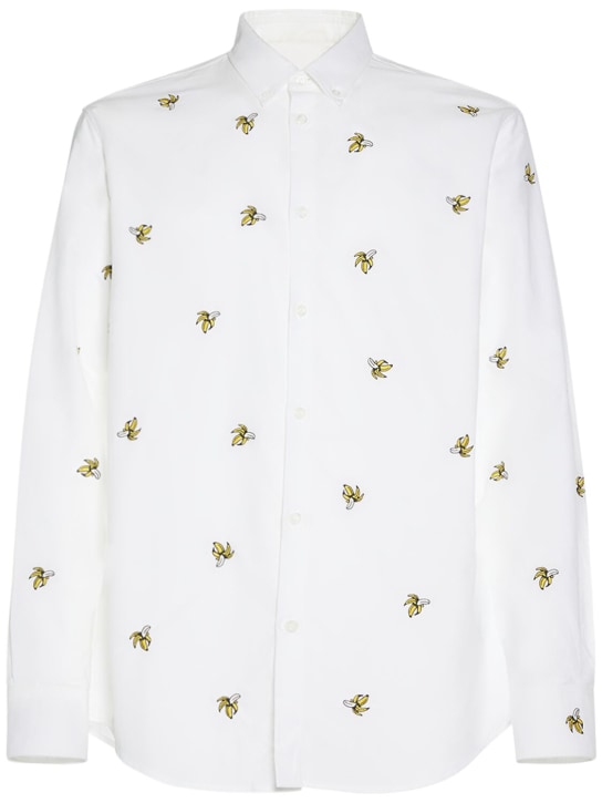 Dsquared2: Embroidered cotton relaxed shirt - Beyaz - men_0 | Luisa Via Roma