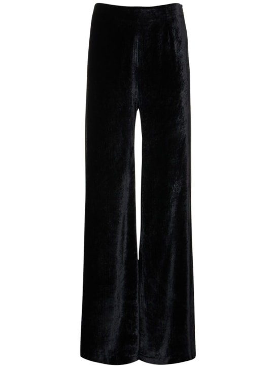 Galvan: Jeans anchos de terciopelo con cintura alta - Negro - women_0 | Luisa Via Roma