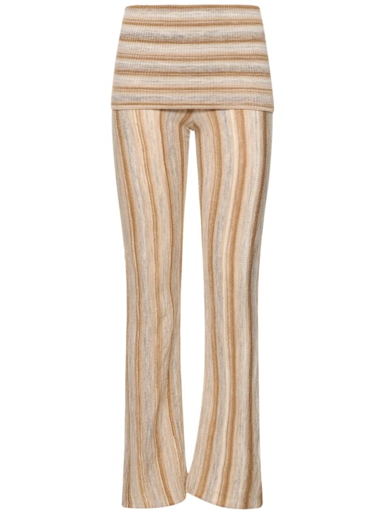 Gimaguas: Cezza acrylic blend straight pants - Beige/Multi - women_0 | Luisa Via Roma