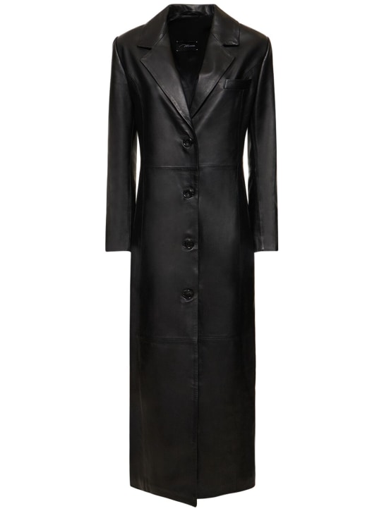 MANOKHI: Trench-coat en cuir à boutonnage simple Milla - Noir - women_0 | Luisa Via Roma