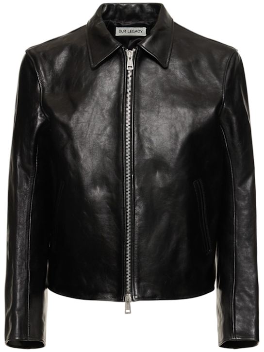 Our Legacy: Dyed leather moto jacket - Black - men_0 | Luisa Via Roma