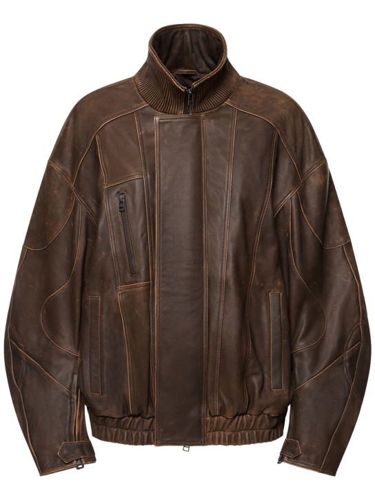 MANOKHI: Adwa leather jacket - Kahverengi - women_0 | Luisa Via Roma