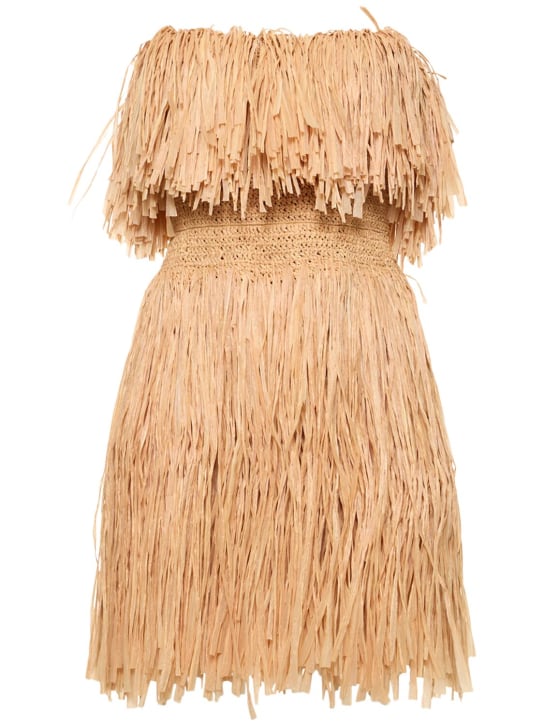 Oscar De La Renta: Vestito con ricami - Beige - women_0 | Luisa Via Roma