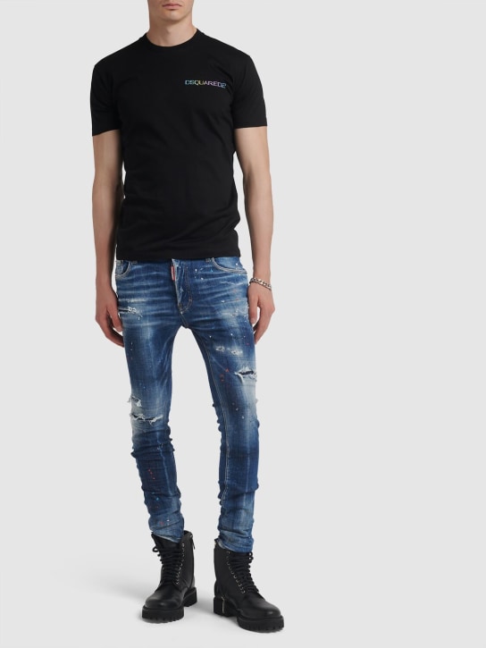 Dsquared2: Super Twinky fit cotton denim jeans - Mavi - men_1 | Luisa Via Roma