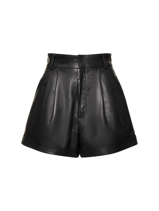 MANOKHI: Jett leather shorts - women_0 | Luisa Via Roma