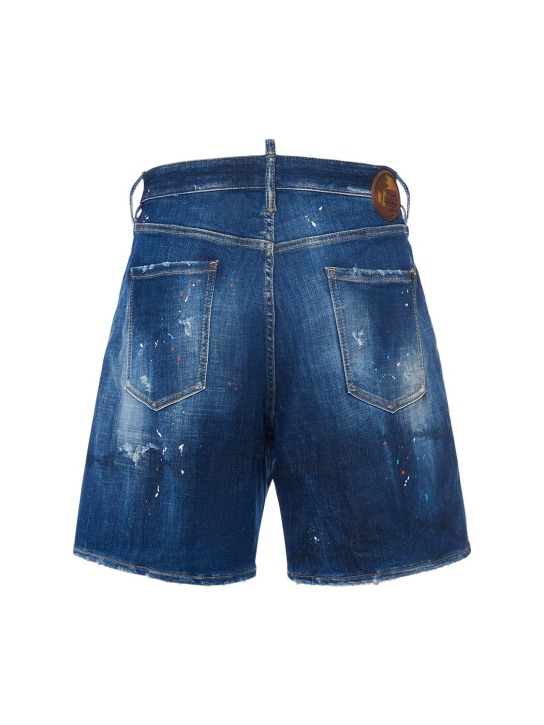 Dsquared2: Boxer fit cotton denim shorts - men_4 | Luisa Via Roma