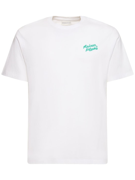 Maison Kitsuné: 棉质手写图案标准版型T恤 - men_0 | Luisa Via Roma