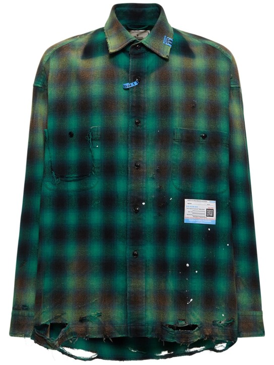 Distressed vintage cotton checked shirt - Mihara Yasuhiro - Men