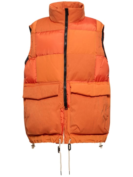 Sacai: Tech blend & leather vest - Orange - men_0 | Luisa Via Roma