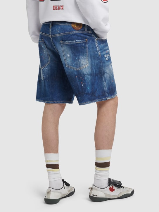 Dsquared2: Boxer fit cotton denim shorts - men_2 | Luisa Via Roma