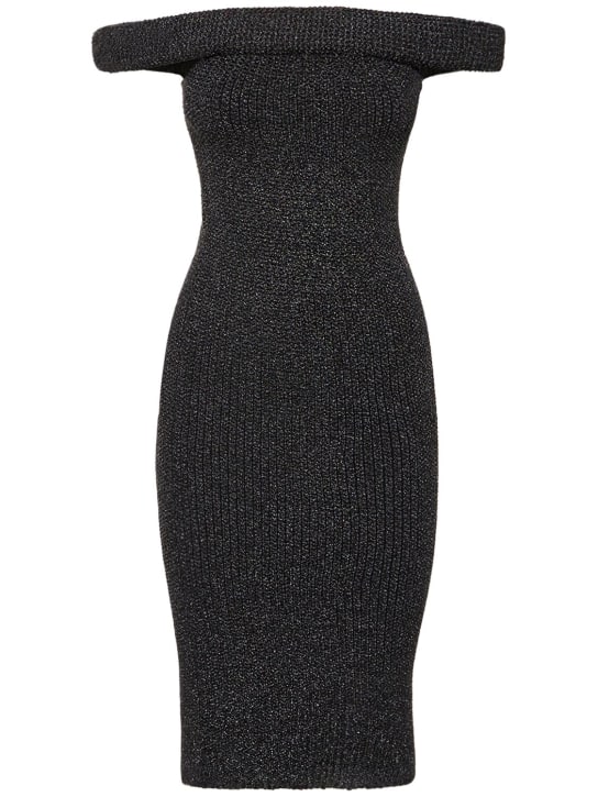 Toteme: Off-shoulder roll knit midi dress - Black - women_0 | Luisa Via Roma