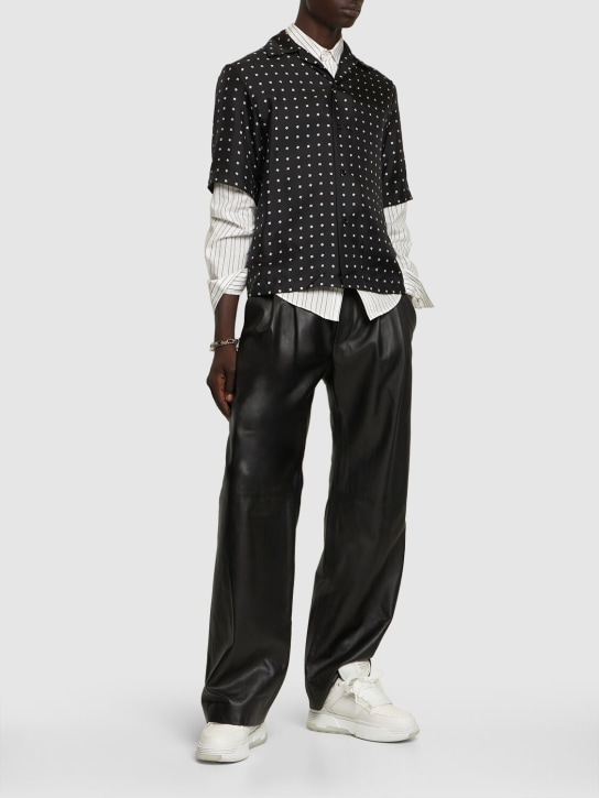 Amiri: MA silk twill short sleeve shirt - Black - men_1 | Luisa Via Roma