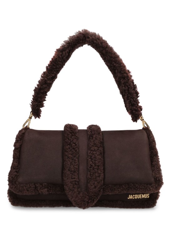 Jacquemus: Le Bambimou Doux leather shoulder bag - Dark Brown - women_0 | Luisa Via Roma
