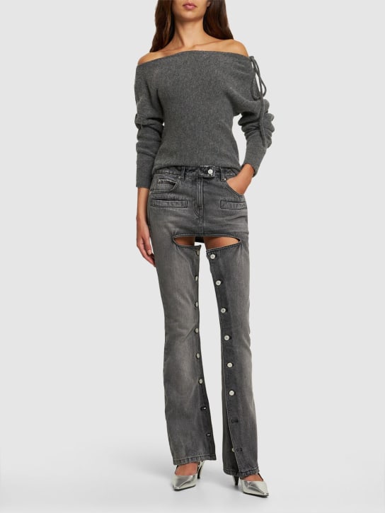 Courreges: Pantalones de denim de algodón - Gris - women_1 | Luisa Via Roma