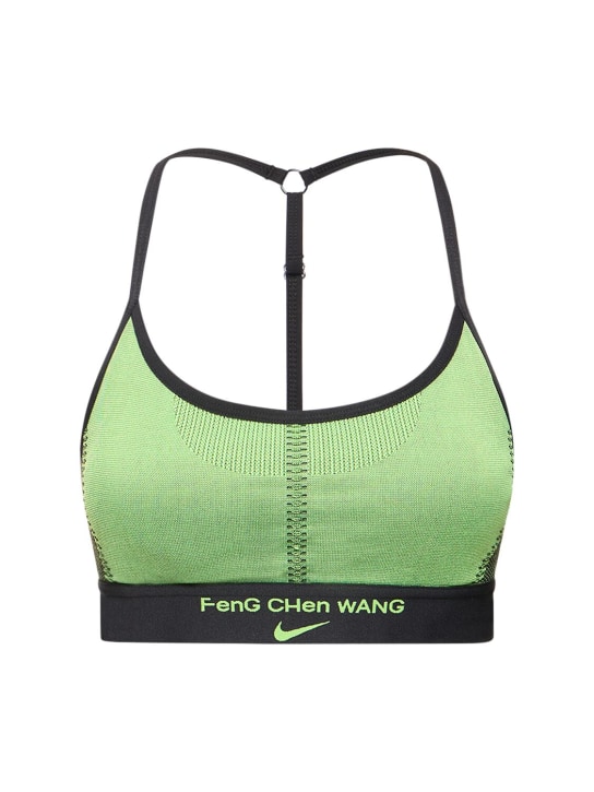 Nike: Feng Chen Wang sports bra - Black/Act Green - women_0 | Luisa Via Roma