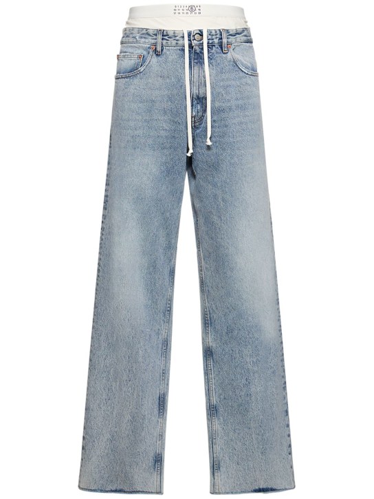 MM6 Maison Margiela: Jeans aus Baumwolldenim mit Logoslip - men_0 | Luisa Via Roma