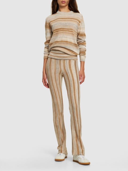 Gimaguas: Cezza acrylic blend straight pants - Beige/Multi - women_1 | Luisa Via Roma