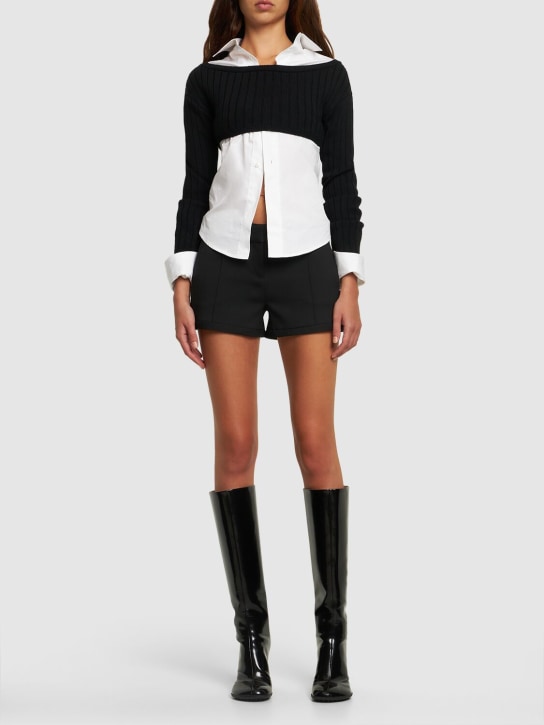 Coperni: Shorts sartoriali in misto viscosa - Nero - women_1 | Luisa Via Roma