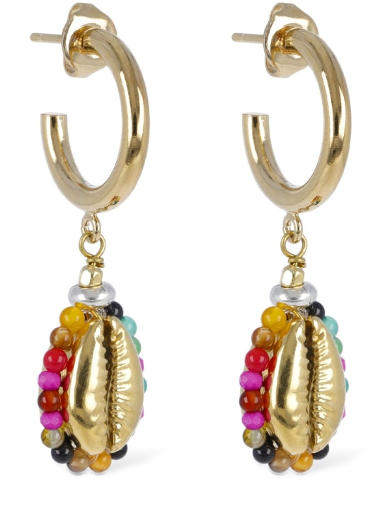 Isabel Marant: Be Free stone bead hoop earrings - Multi/Gold - women_1 | Luisa Via Roma