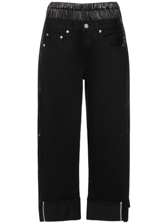 JUNYA WATANABE: Wide denim jeans w/ side pleats - Black - women_0 | Luisa Via Roma
