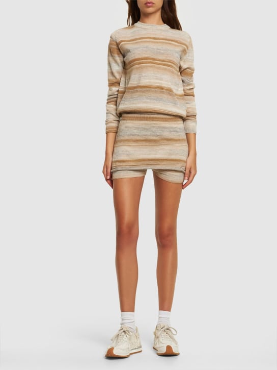 Gimaguas: Cezza striped acrylic blend mini skirt - Beige/Multi - women_1 | Luisa Via Roma
