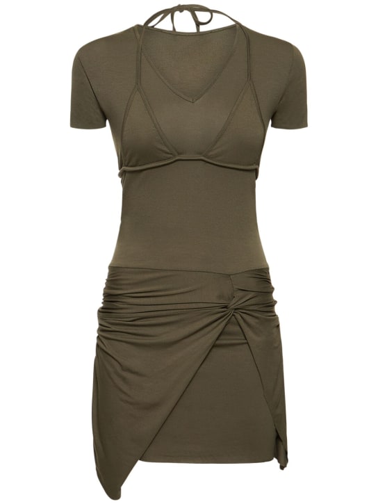 Gimaguas: Julia粘胶纤维混纺迷你连衣裙 - 卡其色 - women_0 | Luisa Via Roma