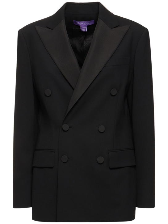Ralph Lauren Collection: Shelden wool crepe double breast jacket - Black - women_0 | Luisa Via Roma